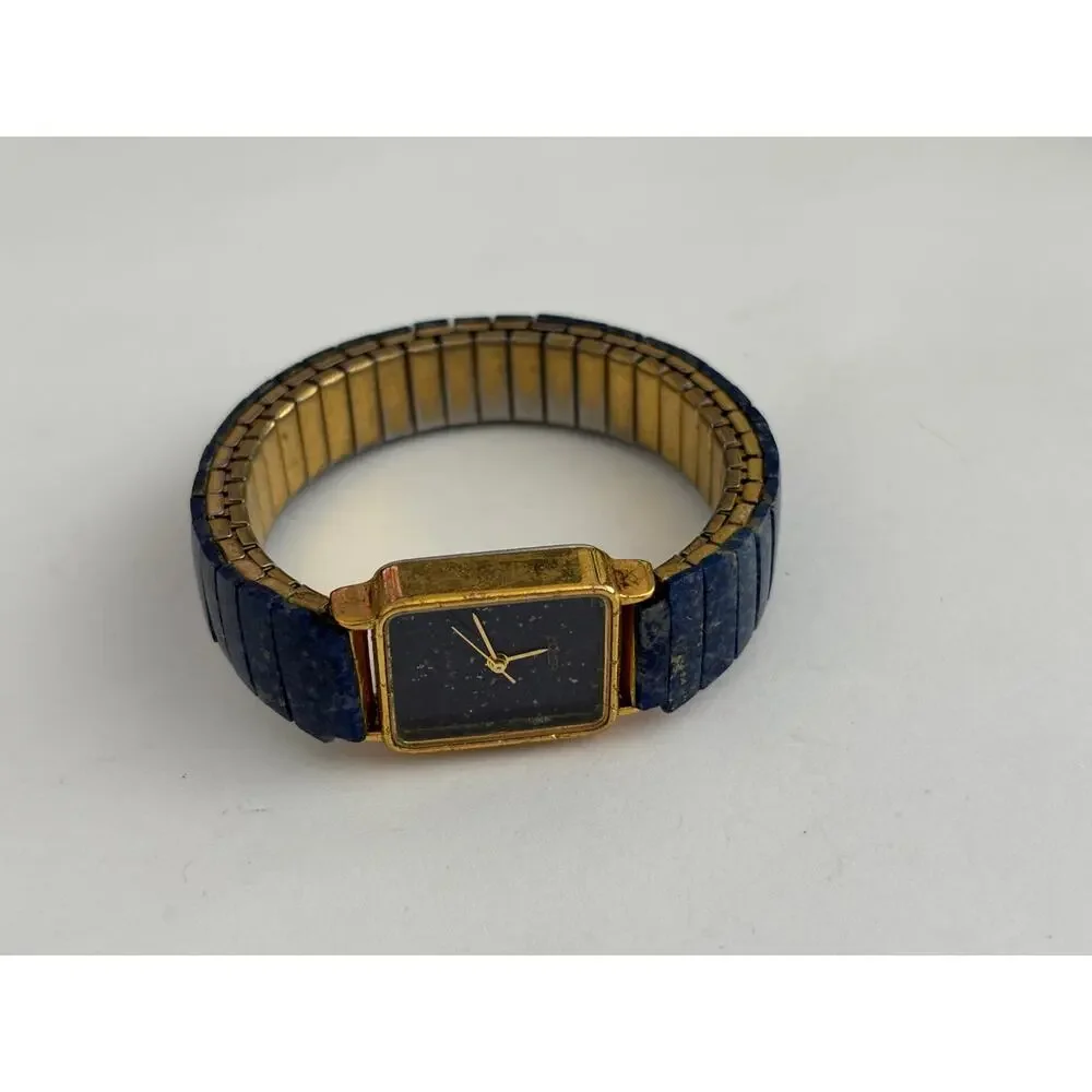 Vintage Homer Watch Genuine Lapis Lazuli Dial Stretch Bracelet